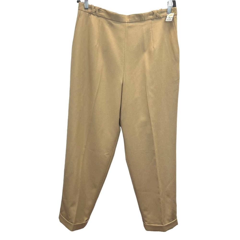 Talbots Wool Trousers Dress Pant 16P Tan Tapered Cuffed Italian Fabric High Rise